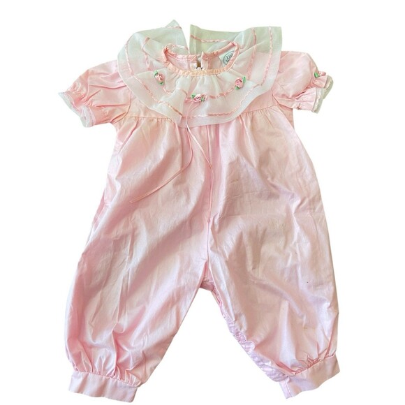Vintage‎ 90s Girls Bubble Romper  Size 6-9 Months Spring Summer Outfits Ducks - Picture 1 of 7